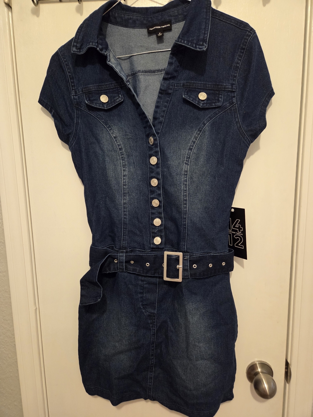 Fourteen Twelve Dark Wash Denim Dress - Navy Blue - Picture 3 of 5